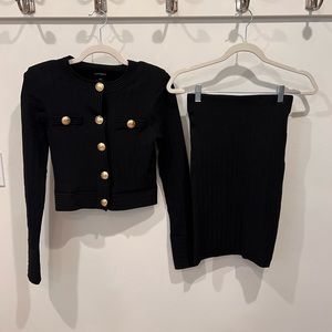 EXPRESS Gold Button Cardigan and Pencil Skirt